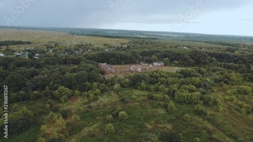 Abandoned buildings, an abandoned estate, aerial photography of ruins, abandoned territory, houses slated for demolition