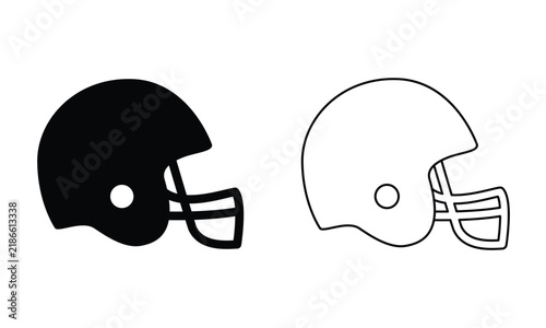 American Football Helmet Vector Icon Set with Solid and Outline Styles