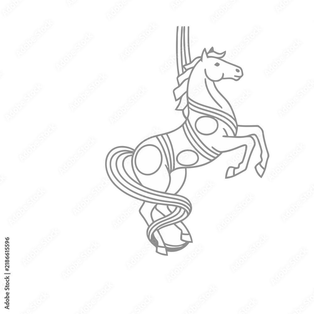 Fototapeta premium Carousel Horse Line Art