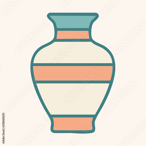 A minimalist vector illustration of a decorative ceramic vase features soft pastel colors.