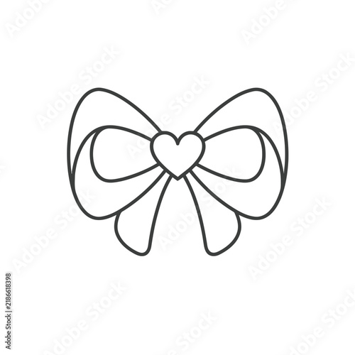 Line art bow with heart in the center