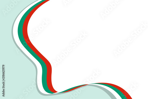Bulgaria flag wave design with white, green, and red color, featuring placeholder space to customize with your own text. Great corner border for invitation and presentation