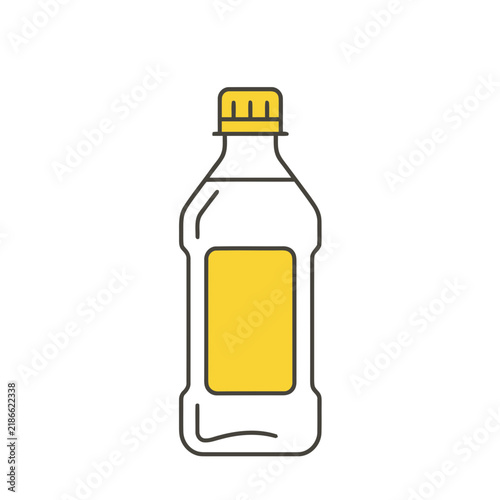 Plastic bottle with yellow label and cap