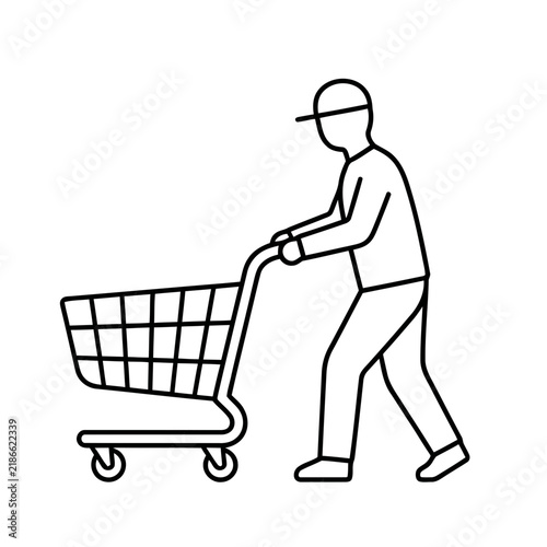 Person pushing a shopping cart