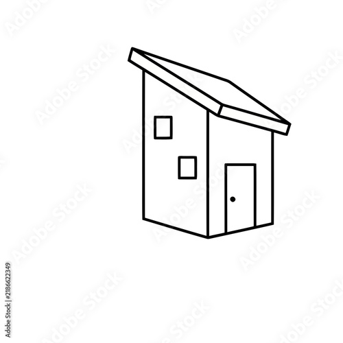 Simple house outline with slanted roof