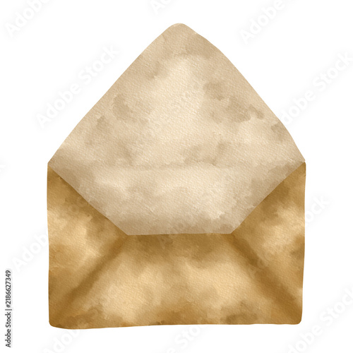 Картината върху платно Watercolor Illustration of an Open Vintage Envelope