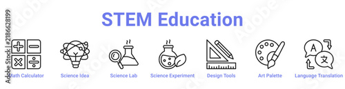 Stem Education Web Icon Banner and Collection