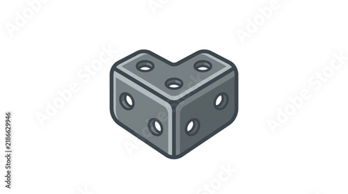 Isometric Metal Corner Bracket with Holes, Isolated