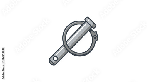 Metal R-clip fastener with loop, isolated on transparent background.