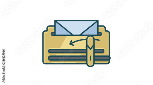 Email Inbox Icon: Envelope in Mail Slot with Arrow, Isolated