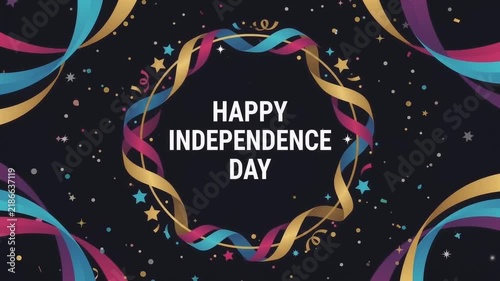 Happy Independence Day Celebration - Festive Ribbons and Confetti