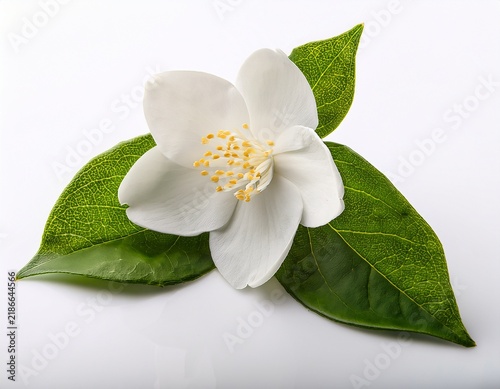 white jasmine flower on white background ai generated