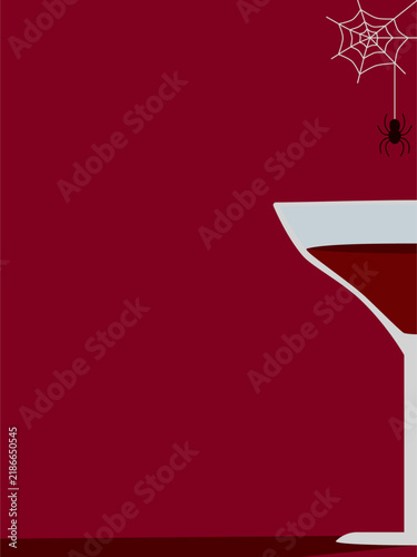 Minimalist Halloween Cocktail with Spiderweb Vector Illustration