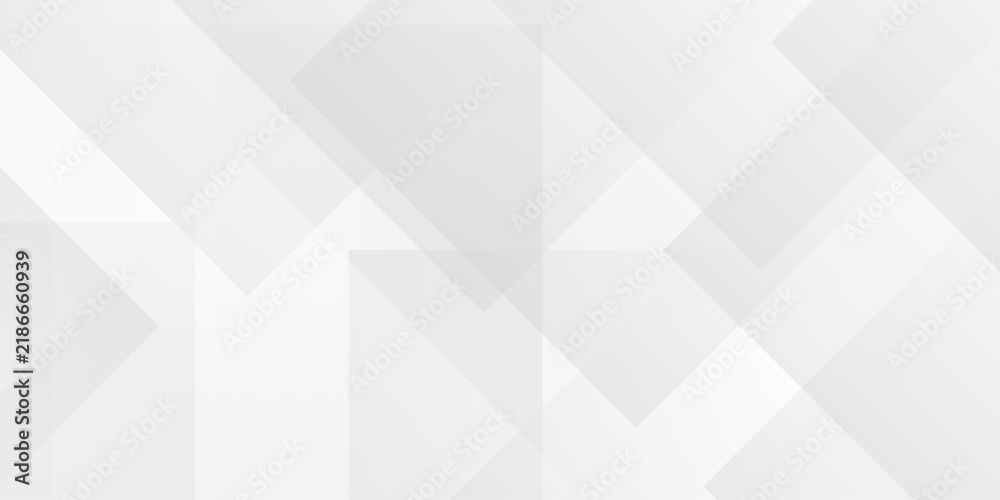 Obraz premium Abstract white and gray banner overlap triangle cube technology brochure diamond web design. rectangle white web material triangle tech element transparent layers banner background.