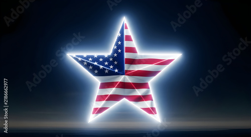 Glowing american flag star design for honoring heroes on veterans day celebration