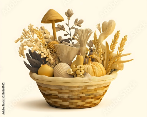 Elegant Display of Natural Elements in a Dried Fruit Basket