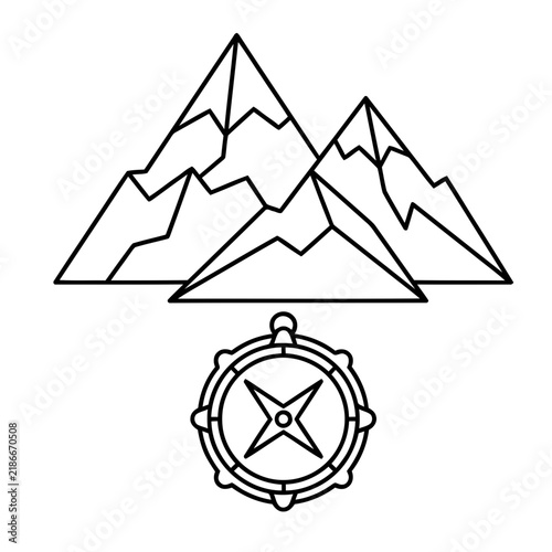 Mountains and Compass Icon