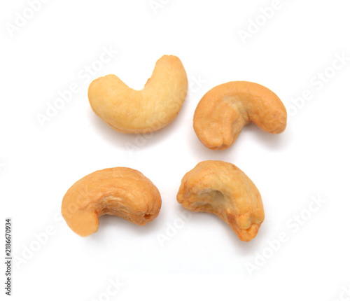 Cashew nuts on white background 