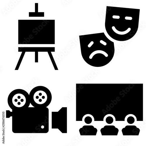 movie art icons set vector illustration