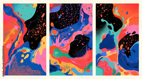 Abstract illustration one continuous story fluid paint splash vibrant neon colorful abstract illustration one continuous story fluid paint splash