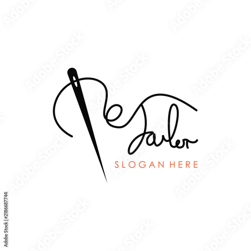 Tailor design concept  a needle and thread in an abstract style illustration symbol template.