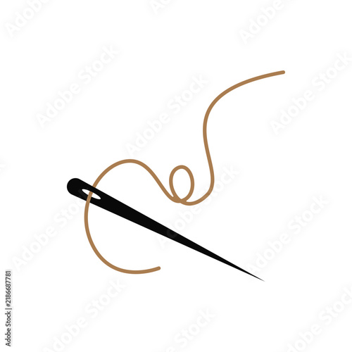 Tailor design concept  a needle and thread in an abstract style illustration symbol template.