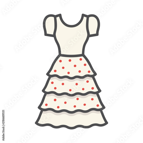 White dress with red polka dots and tiered skirt