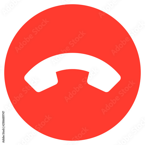 Red Circular End Call Icon with White Telephone Handset Isolated on Transparent Background
