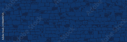 Cuadro en lienzo Blue Brick Wall Background With Textured Stone Pattern for Urban and Industrial Design