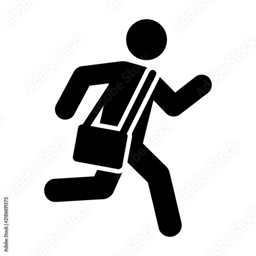 Running man icon with bag
