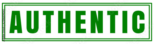 Rectangular stamp-style badge featuring the word AUTHENTIC in bold green uppercase letters, enclosed by a double green rectangular border, isolated on a transparent background