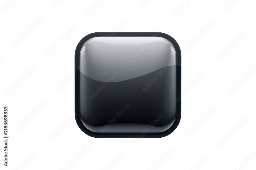 Obraz premium Glossy Black Rounded Square Button