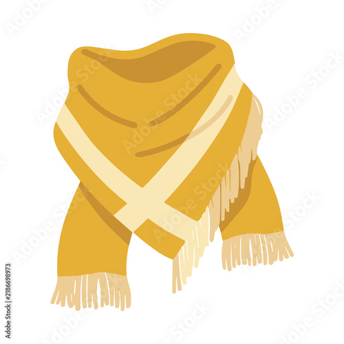 Obraz na płótnie Yellow scarf with fringe and stripes
