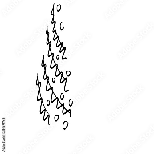 Minimalist hand drawn doodle of abstract wavy lines and circles on white