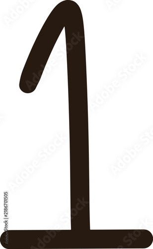 Adorable black line number one cartoon digital drawing for preschool worksheets and kids education