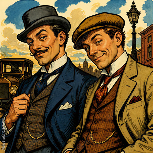 Fototapeta kuchenna two men looking devious