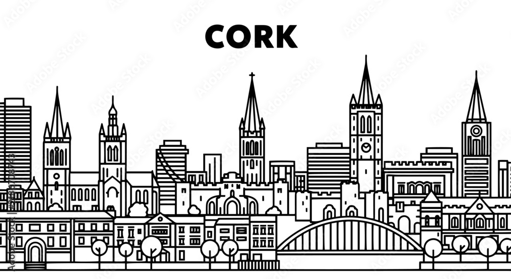Fototapeta premium Cork City Skyline Vector Illustration