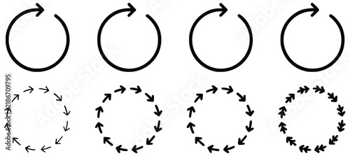Foto Circle arrow symbols featuring rotation spinning loading redo and repeat process