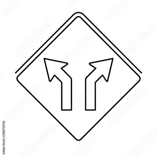 Road sign with two arrows pointing in different directions