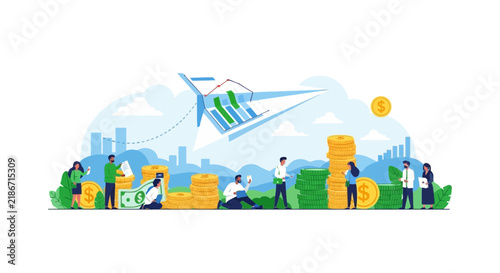 Financial Growth and Business Success Vector Illustration