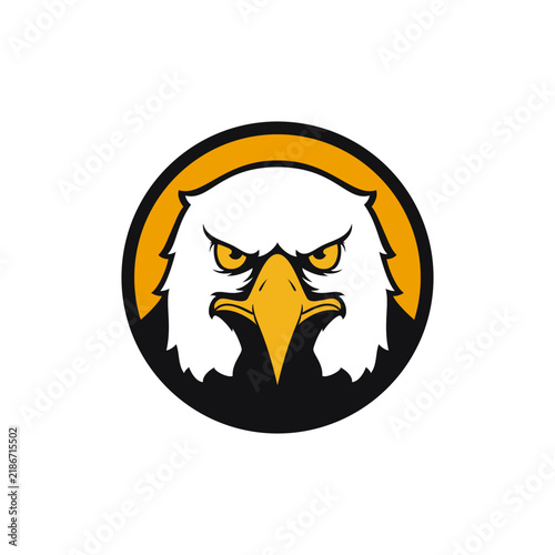 Fierce Bald Eagle Head Logo Design with Intense Gaze.