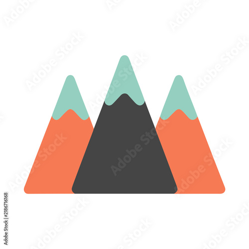 Fotografie Three stylized mountains with snow caps
