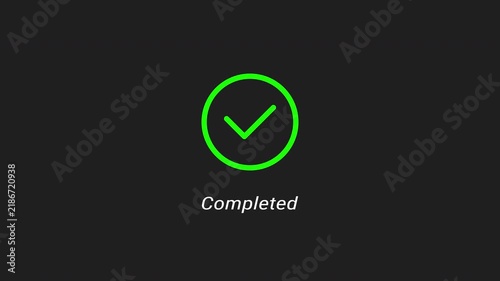 Bright green checkmark icon represents completed status on a dark gray background, perfect for indicating task completion in various designs.