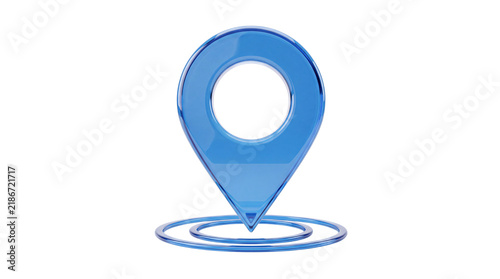 Blue 3d location pin with concentric circles png on transparent background