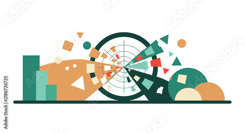 Abstract Geometric Business Strategy and Data Visualization Concept Illustration