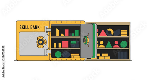 Skill Bank Vector Illustration Concept for Human Capital and Career Development