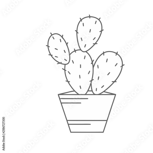Potted Cactus Line Art