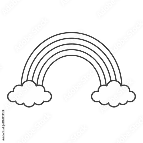 Rainbow and clouds outline