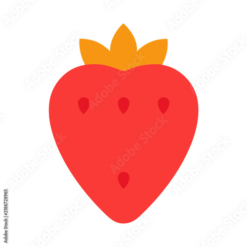 Red strawberry with orange leaves icon