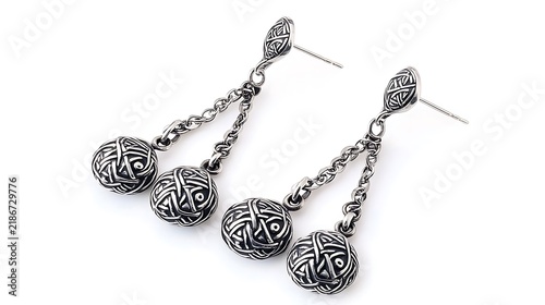 Intricate metal ball earrings